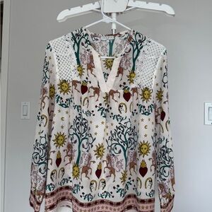 Sandro Cream Multicolor Patterned Blouse